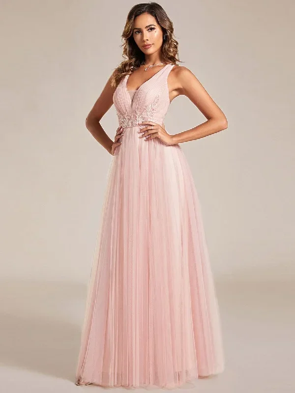 sleeveless-waist-applique-cross-back-straps-tulle-bridesmaid-dress-es01946