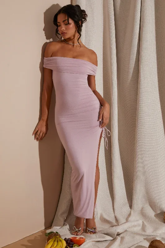 solange-off-the-shoulder-side-ruching-high-slit-maxi-dress-blush