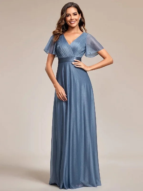 sparkling-short-sleeve-v-neck-ribbon-waist-a-line-evening-dress-ee50159