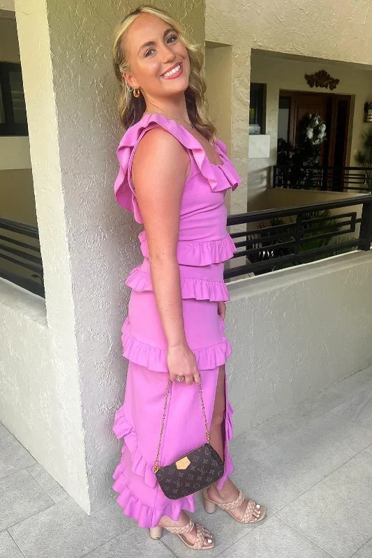 square-neck-ruffle-midi-dress-with-slit-in-fuchsia