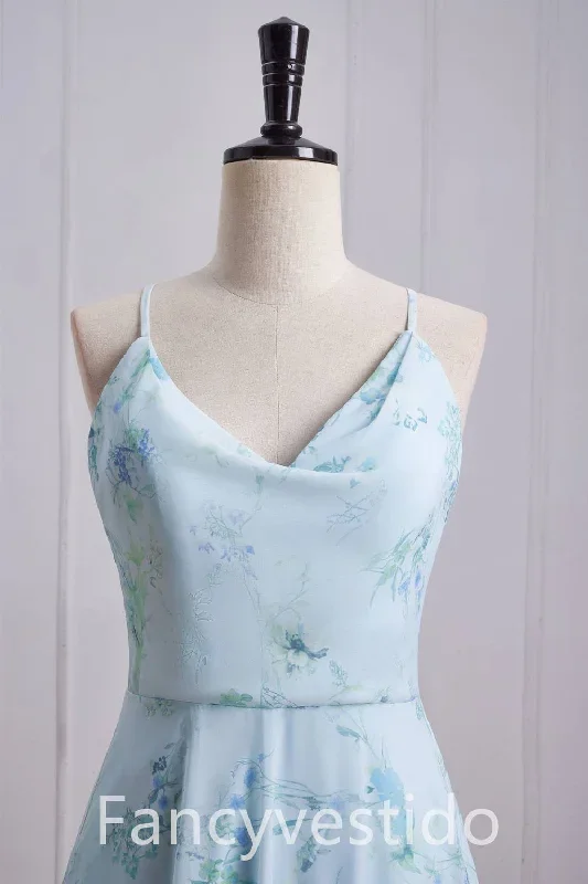 straps-cowl-neck-floral-print-chiffon-bridesmaid-dress