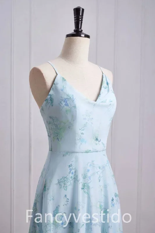 straps-cowl-neck-floral-print-chiffon-bridesmaid-dress