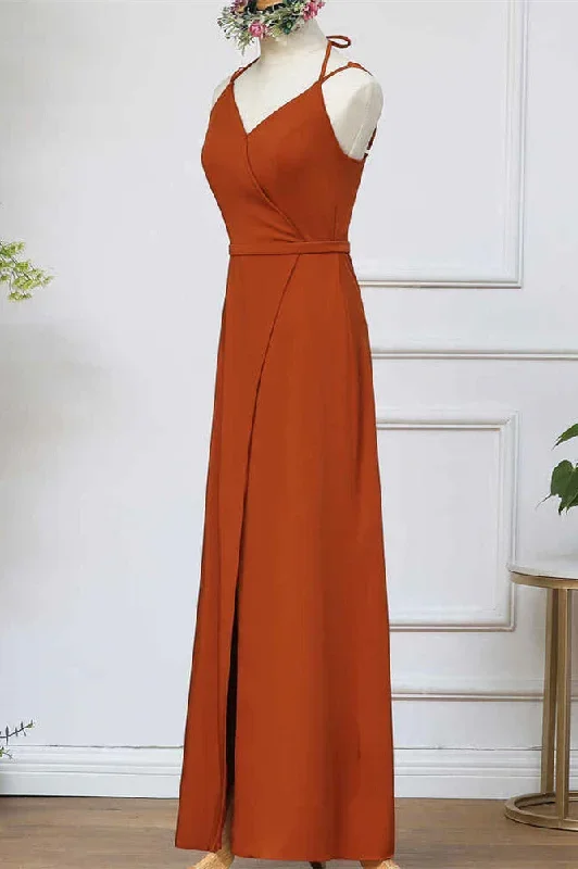 straps-pumpkin-long-bridesmaid-dress-with-slit