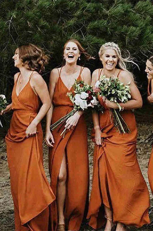 straps-pumpkin-long-bridesmaid-dress-with-slit