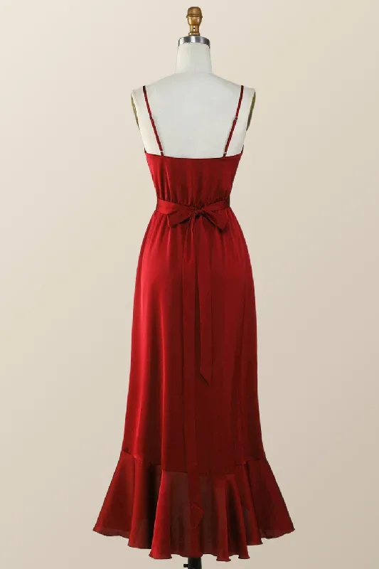 straps-red-ruffle-hi-low-long-bridesmaid-dress