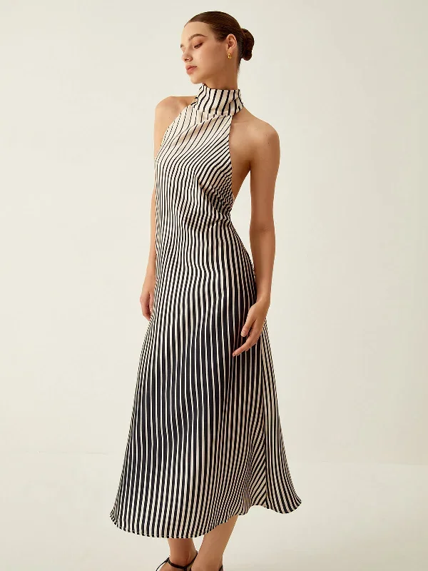 striped-halter-backless-midi-dress