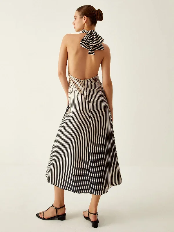 striped-halter-backless-midi-dress