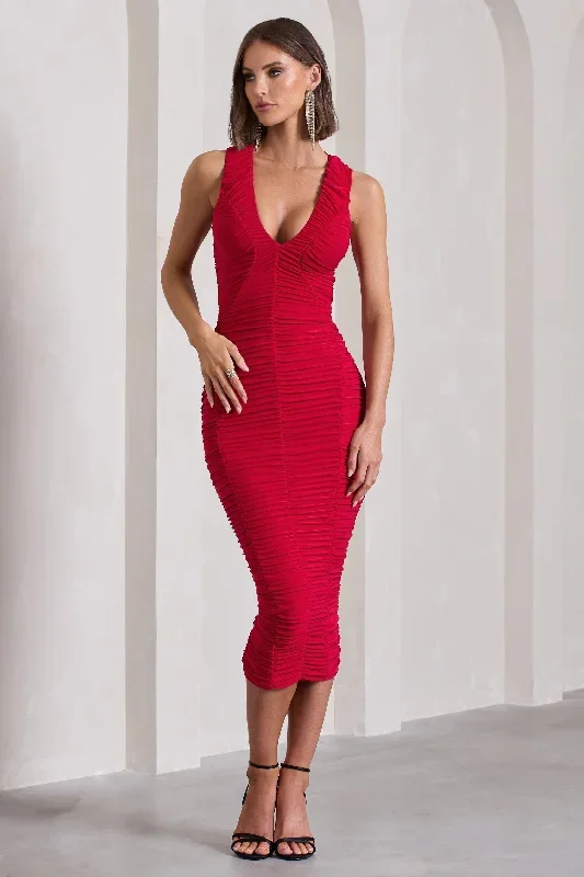 tempting-fate-red-ruched-bodycon-v-neck-midi-dress-cl132219004