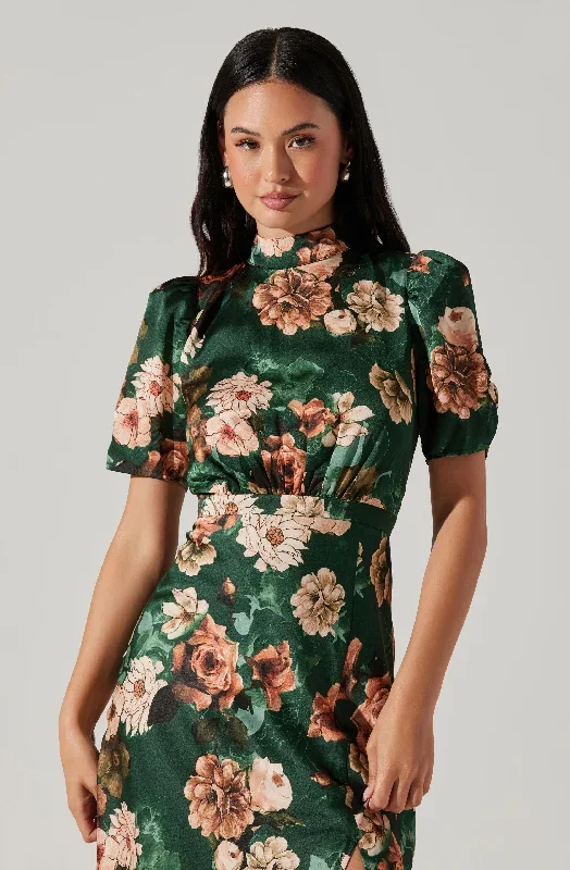 Green multi floral