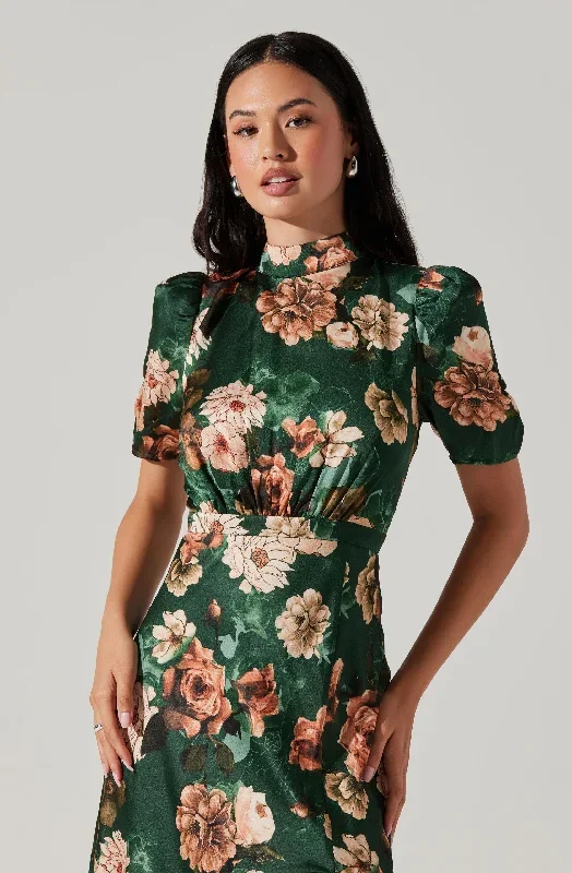 Green multi floral