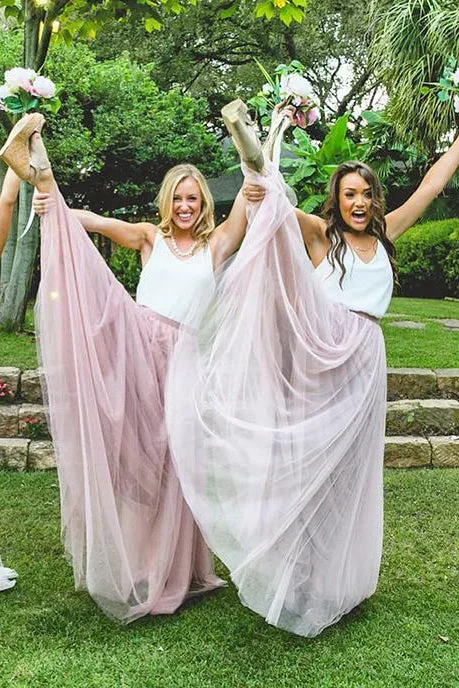 two-piece-pink-floor-length-bridesmaid-dress-with-white-top