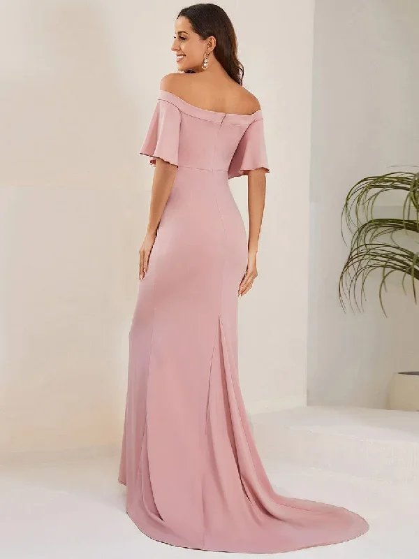 v-neck-off-shoulder-a-line-fishtail-maternity-dress-ey01680