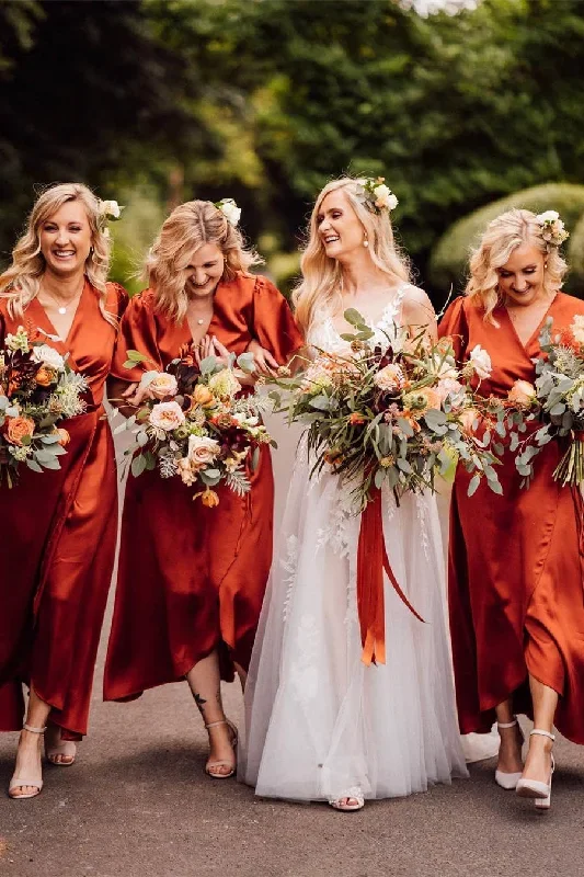 v-neck-rust-long-bridesmaid-dress-with-short-sleeves