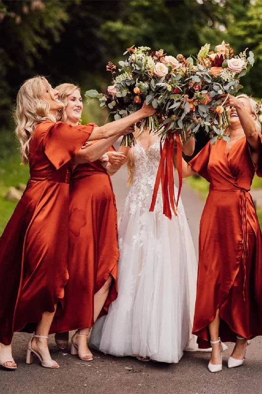 v-neck-rust-long-bridesmaid-dress-with-short-sleeves