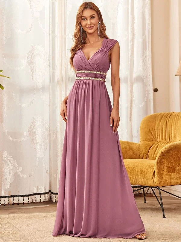 v-neck-sleeveless-beaded-belt-chiffon-a-line-evening-dress-ep08698