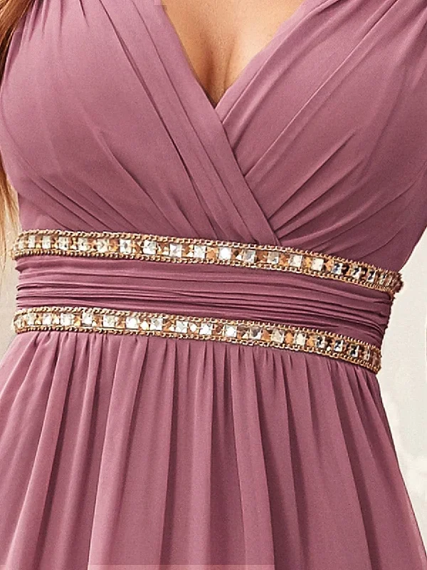 v-neck-sleeveless-beaded-belt-chiffon-a-line-evening-dress-ep08698