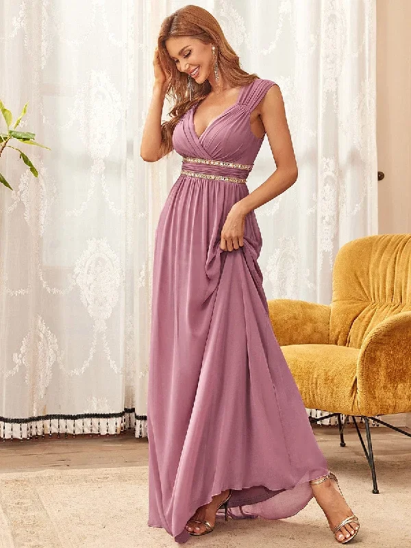 v-neck-sleeveless-beaded-belt-chiffon-a-line-evening-dress-ep08698