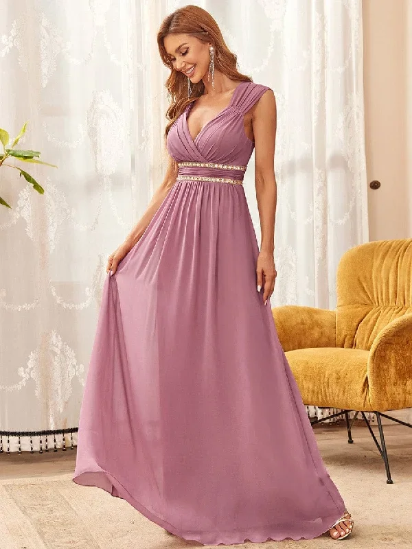 v-neck-sleeveless-beaded-belt-chiffon-a-line-evening-dress-ep08698