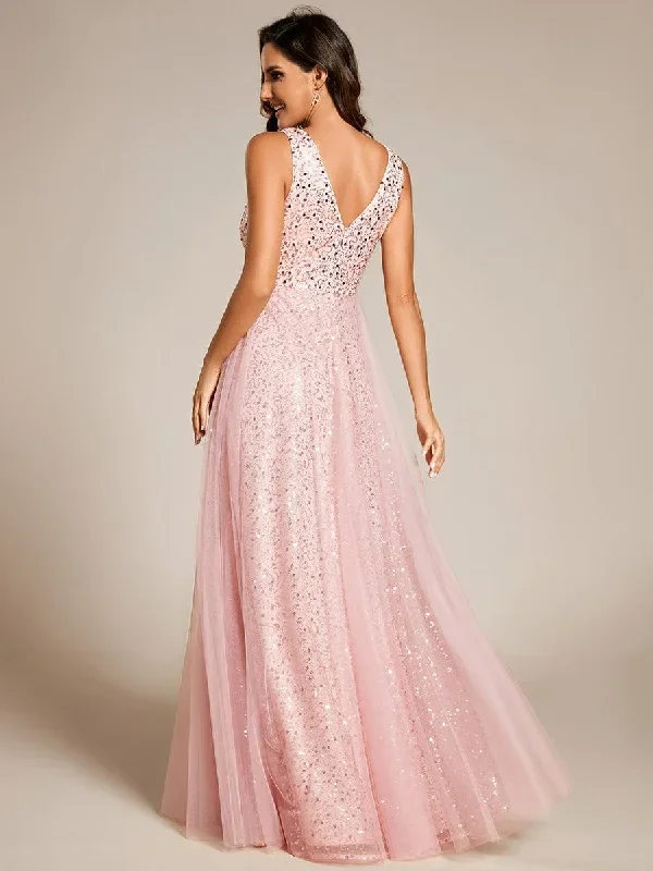 v-neck-sleeveless-high-waist-see-through-sequin-tulle-evening-dress-ee02163