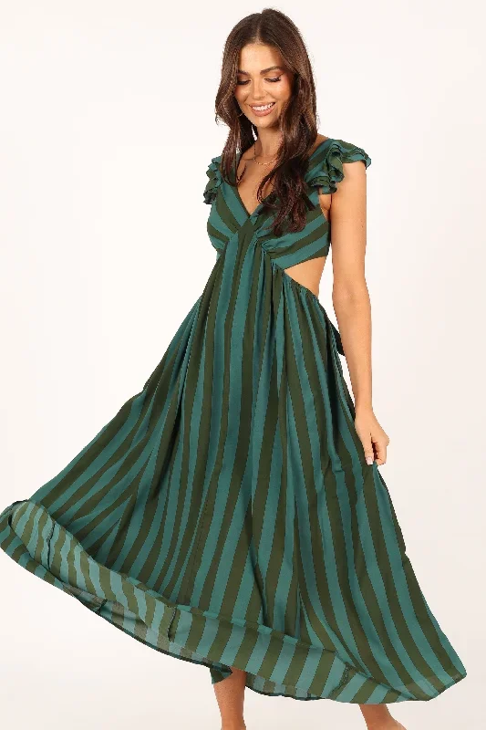 Viola Maxi Dress - Green Stripe