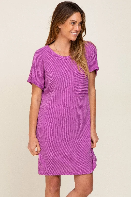 violet-ribbed-front-pocket-dolman-short-sleeve-maternity-dress