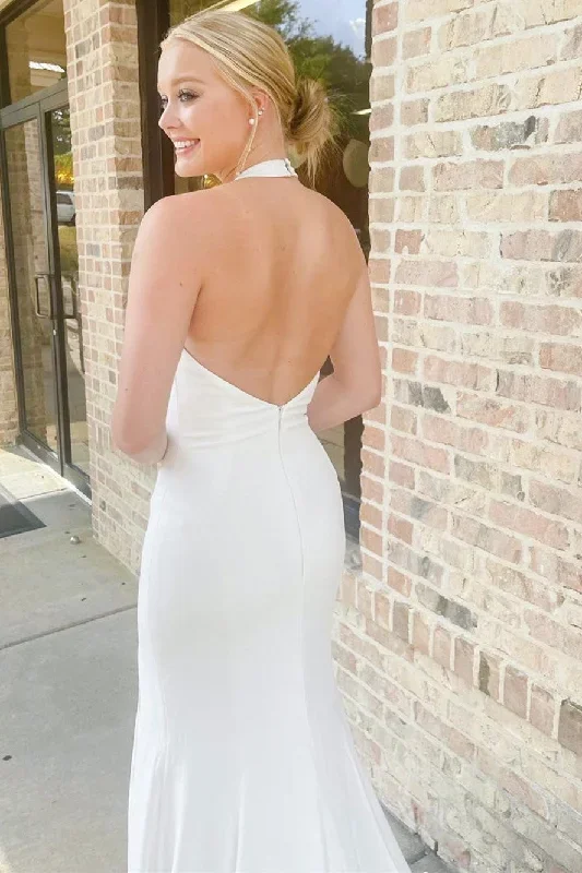 white-halter-mermaid-long-wedding-dress-with-slit