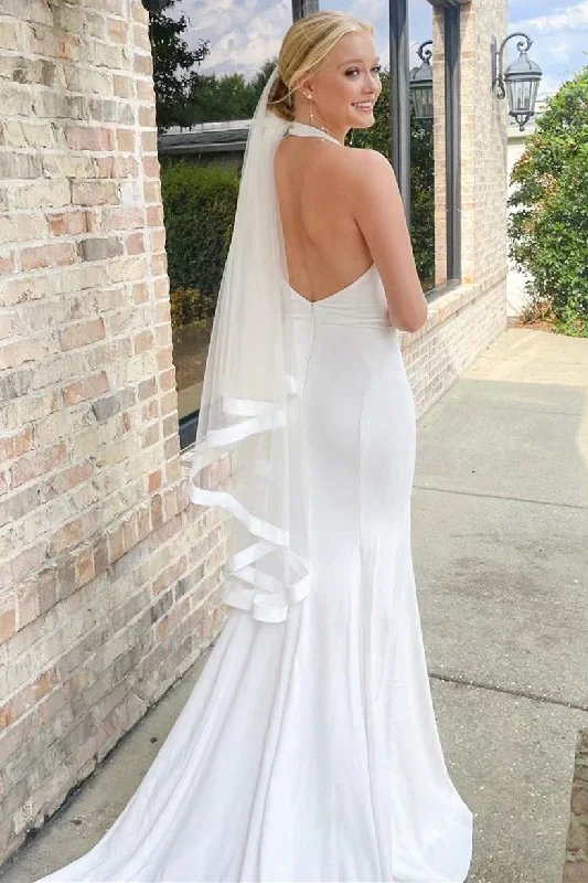 white-halter-mermaid-long-wedding-dress-with-slit