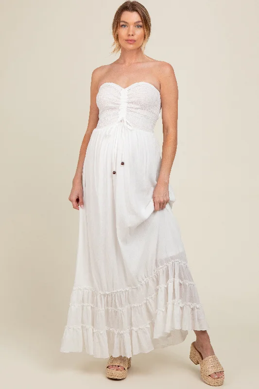 white-smocked-cutout-back-maternity-maxi-dress