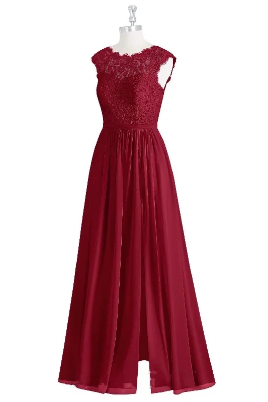 wine-red-crew-neck-cap-sleeve-long-bridesmaid-dress-with-slit