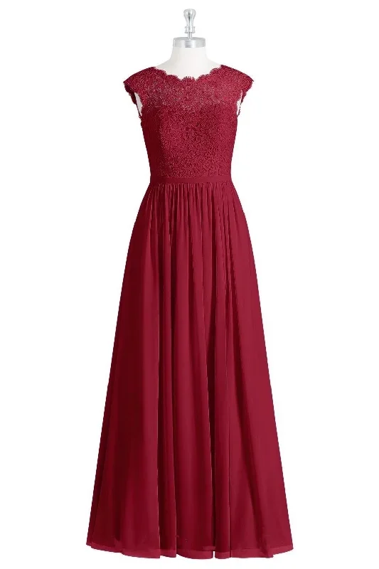 wine-red-crew-neck-cap-sleeve-long-bridesmaid-dress-with-slit