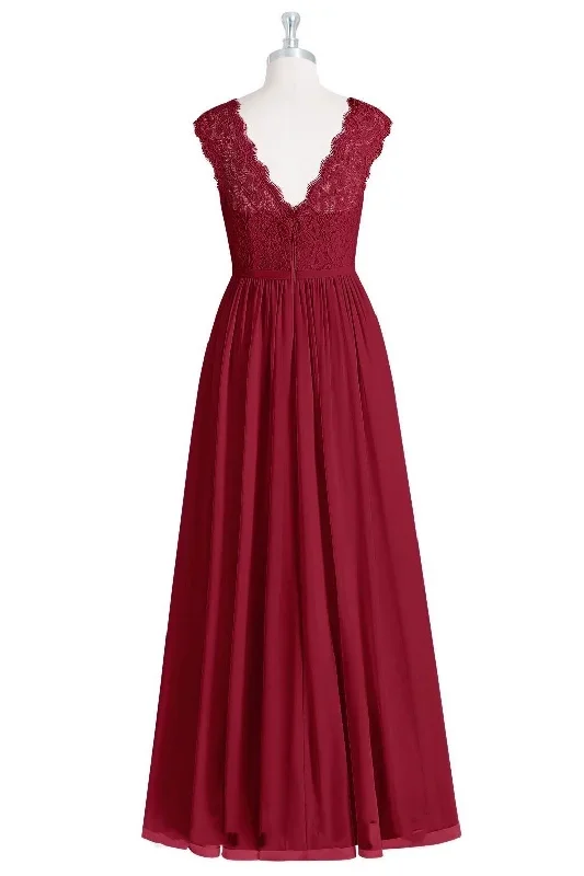 wine-red-crew-neck-cap-sleeve-long-bridesmaid-dress-with-slit