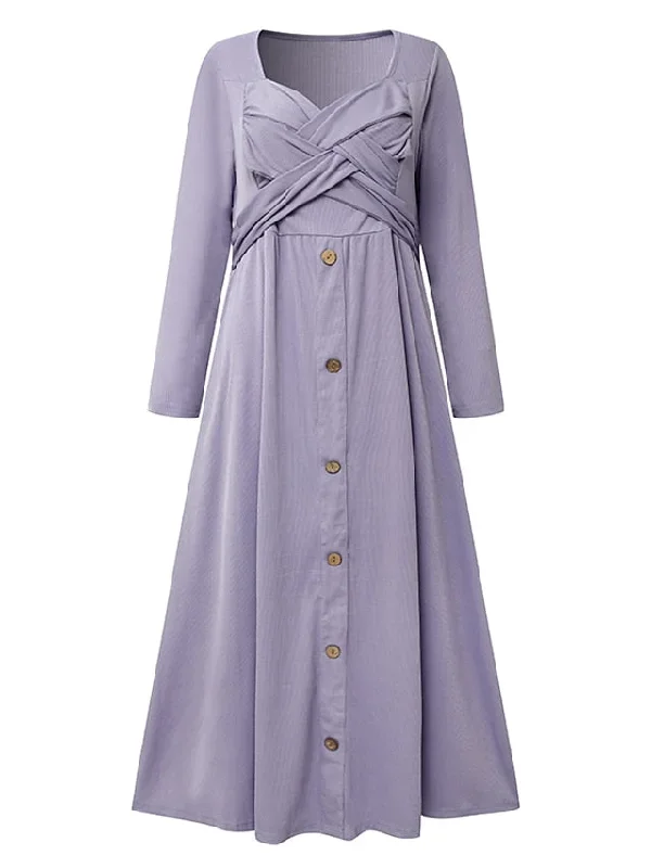 womens-casual-dress-summer-dress-pleated-dress-plain-ruched-button-v-neck-midi-dress-fashion-mature-outdoor-street-half-sleeve-loose-fit-white-purple-green-summer-spring-s-m-l-xl-xxl