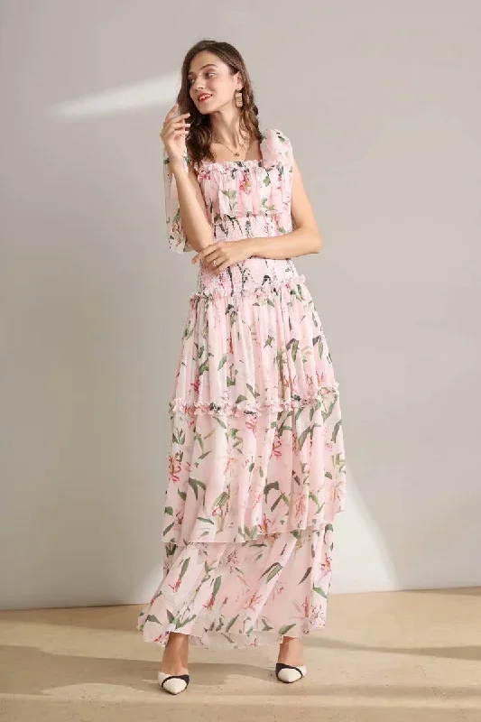 womens-runway-dresses-spaghetti-straps-floral-printed-elastic-waist-tiered-ruffles-fashion-long-designer-dresses