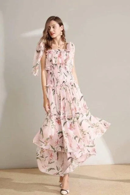 womens-runway-dresses-spaghetti-straps-floral-printed-elastic-waist-tiered-ruffles-fashion-long-designer-dresses