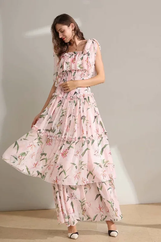 womens-runway-dresses-spaghetti-straps-floral-printed-elastic-waist-tiered-ruffles-fashion-long-designer-dresses