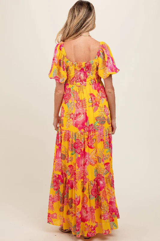 yellow-floral-sweetheart-neck-tiered-maternity-maxi-dress