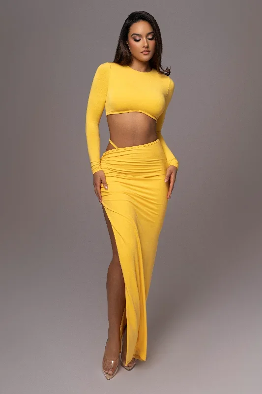 Yellow Verina Two Piece Skirt Set